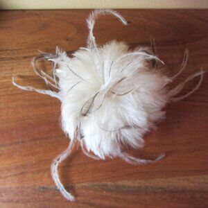 feather flower hair clip or brooch Fascinator hand made by ME! White (444A)